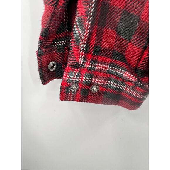 Woolrich Shirt‎ Womens Red Long Sleeve Wool Blend Button-up Plaid Large - Picture 5 of 6